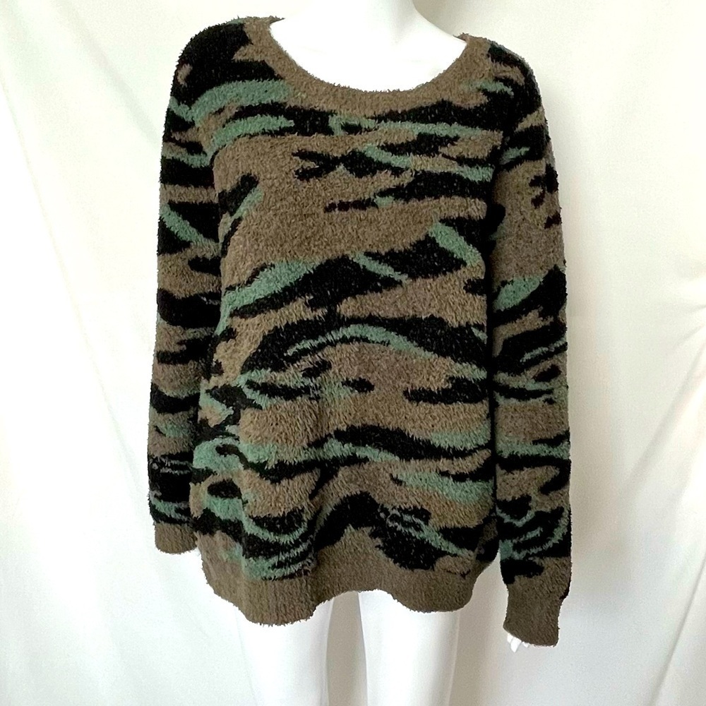 Barefoot Dreams Cozy Chic Seaside Crew-Neck Pullover Camo XL